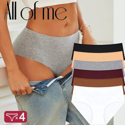 4Pcs/Set Comfort Cotton Panties Women High Waist Briefs Seamless Underwear Breathable Underpants Plus Size Panty S-2XL Intimates - A-1 Thread Vault