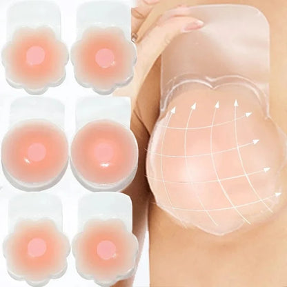 4PCS Women Lift Up Invisible Reusable Self Adhesive Silicone Breast Lift Tape Nipple Cover Chest Paste Push Up Party Dress Bras - A-1 Thread Vault