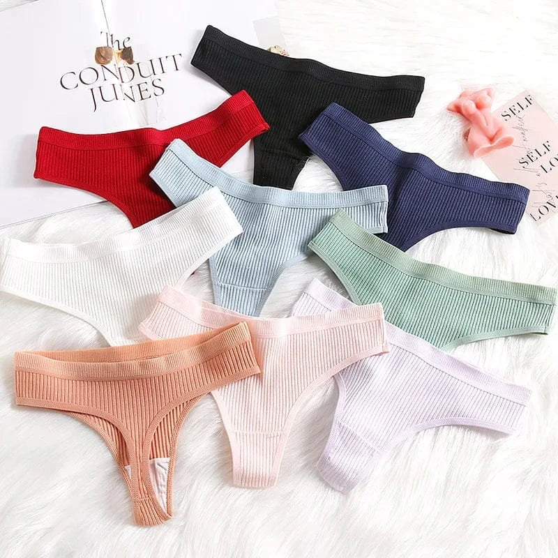 4Pcs Women's Panties Fashion Striped Thongs Soft Cotton Underwear Ladies Sexy Lingeries Sports Breathable G-Strings Cozy T-Back - A-1 Thread Vault