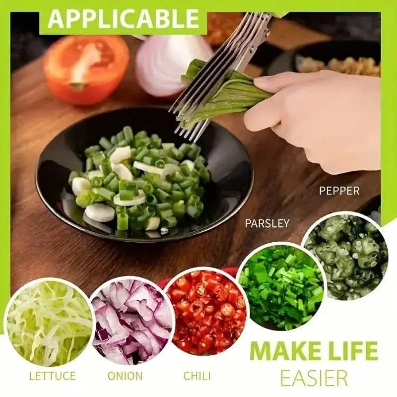 5-Blade Stainless Steel Herb Scissors Set - Versatile Kitchen Shears - A-1 Thread Vault