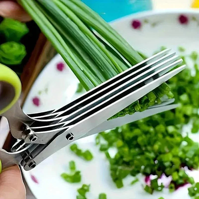 5-Blade Stainless Steel Herb Scissors Set - Versatile Kitchen Shears - A-1 Thread Vault