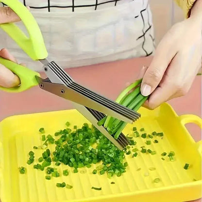 5-Blade Stainless Steel Herb Scissors Set - Versatile Kitchen Shears - A-1 Thread Vault