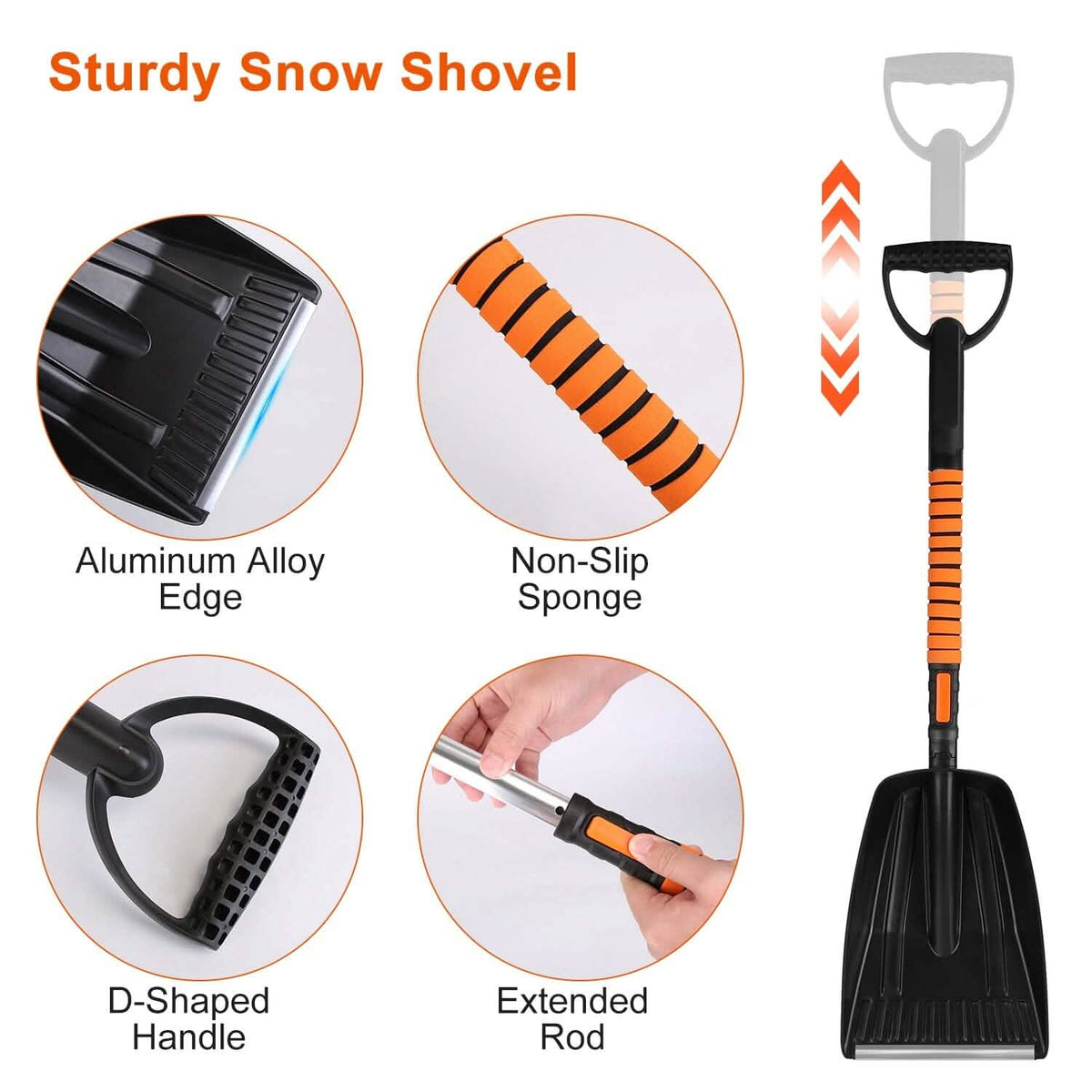 5-in-1 Detachable 180° Adjustable Ice Scraper Snow Shovel - A-1 Thread Vault