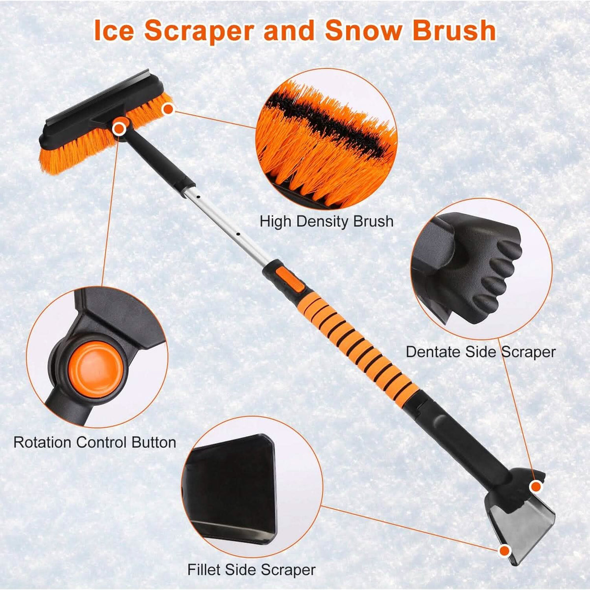 5-in-1 Detachable 180° Adjustable Ice Scraper Snow Shovel - A-1 Thread Vault