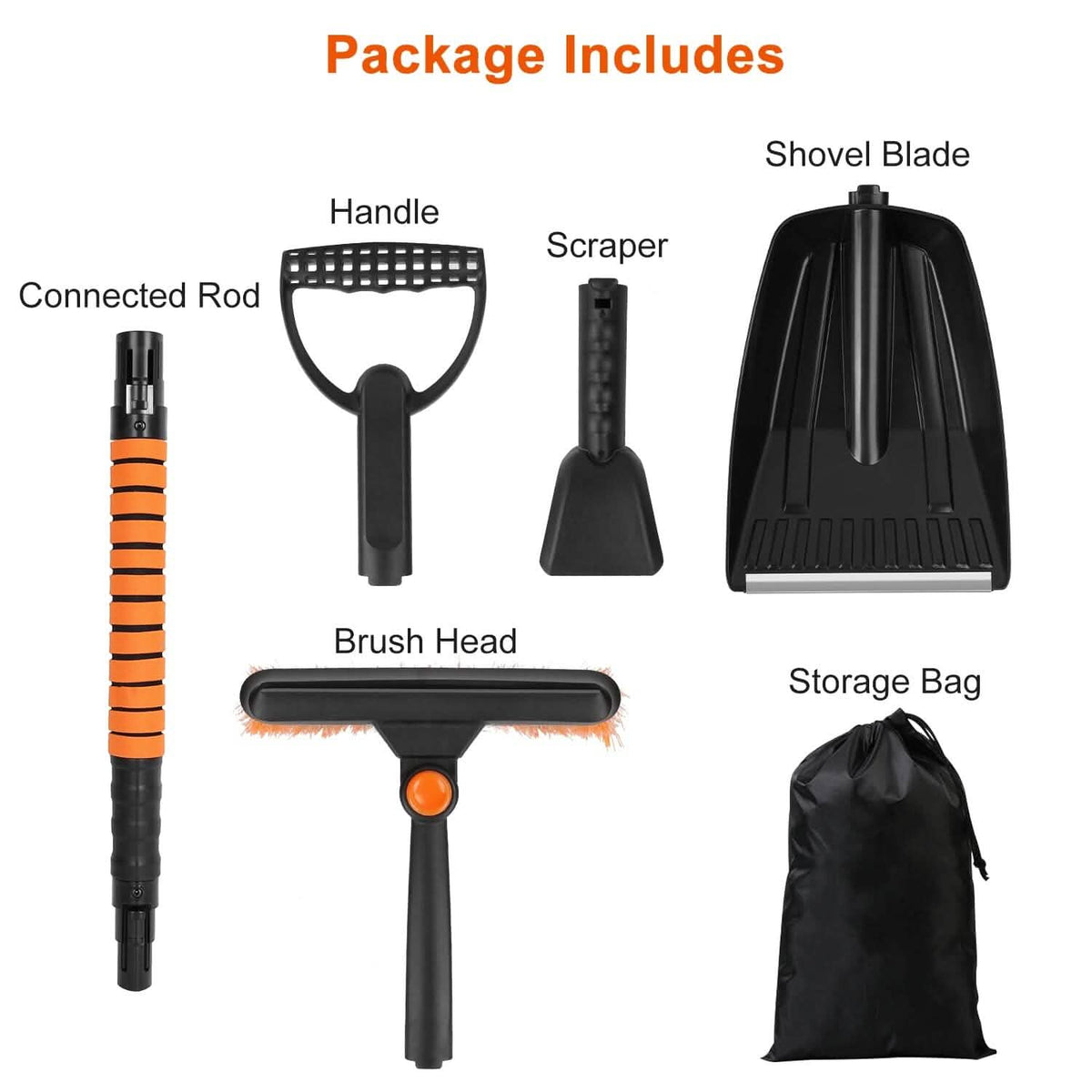 5-in-1 Detachable 180° Adjustable Ice Scraper Snow Shovel - A-1 Thread Vault