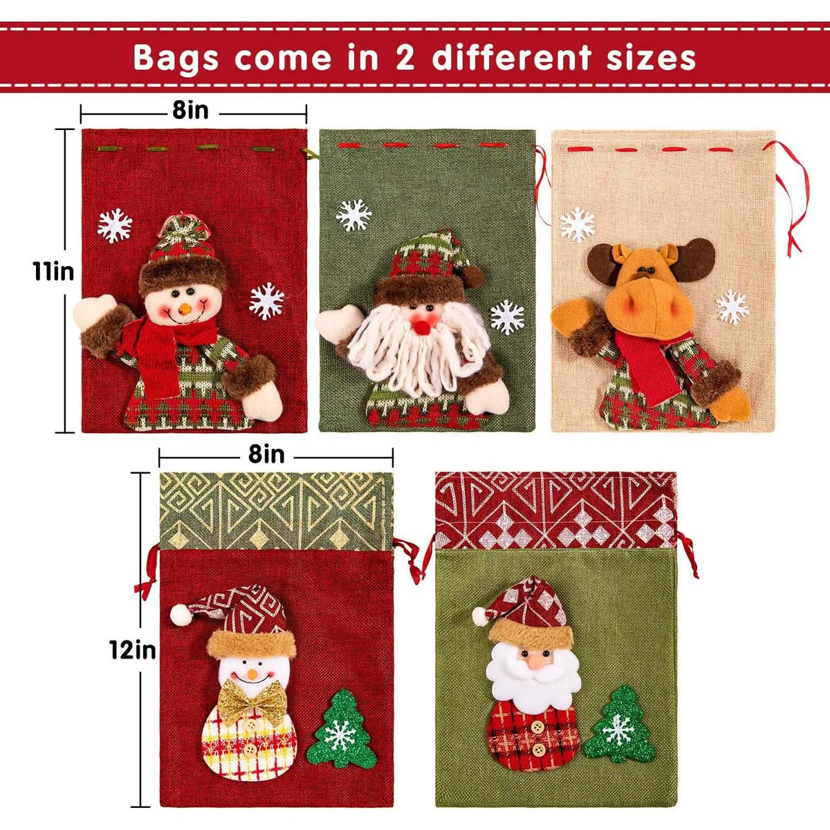 5-Pack: Drawstring Christmas Bags - A-1 Thread Vault