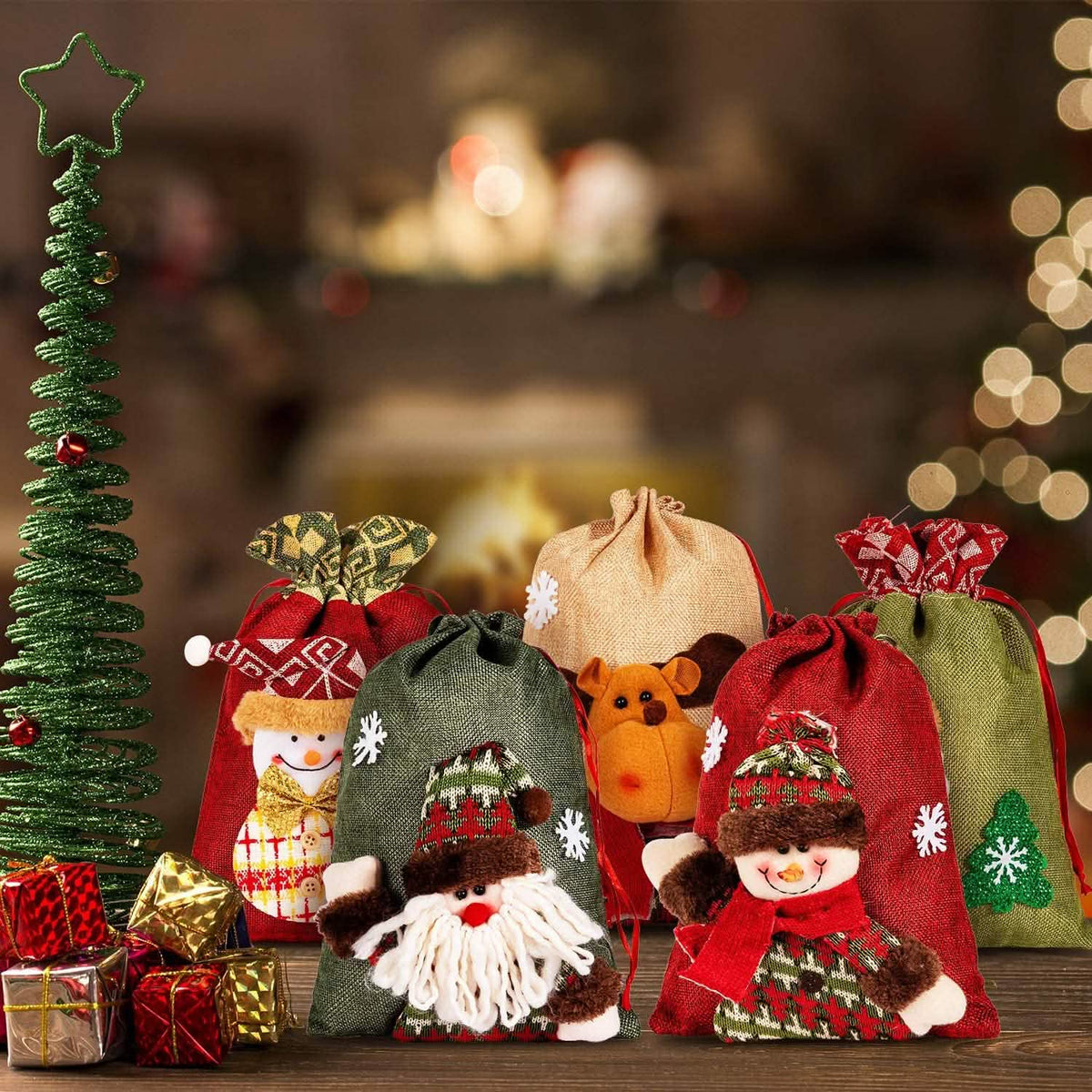 5-Pack: Drawstring Christmas Bags - A-1 Thread Vault