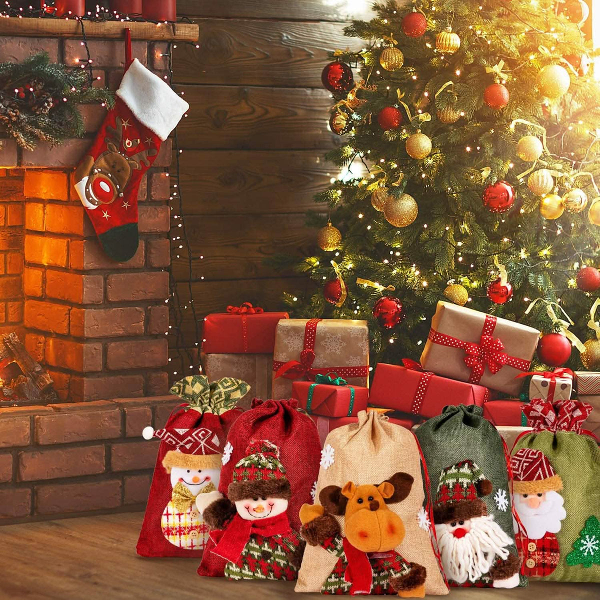 5-Pack: Drawstring Christmas Bags - A-1 Thread Vault