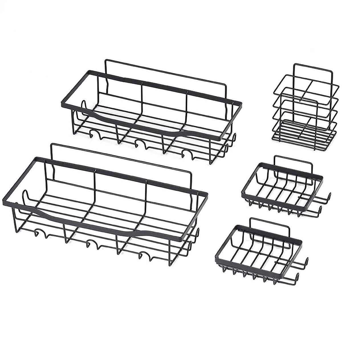 5-Pack: Shower Caddy Shelves with 18 Inbuilt Hooks - A-1 Thread Vault