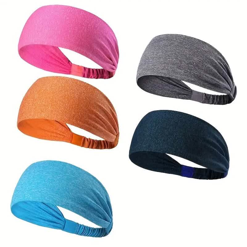 5-Pack: Unisex Sports Fitness Headband and Sweatband - A-1 Thread Vault
