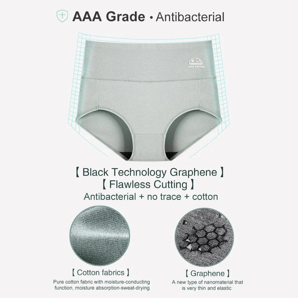 5 Pack Women's Cotton High Waisted Underwear - Tummy Control & Butt Lift, Graphene Antibacterial, Breathable Comfort, No Ride Up - A-1 Thread Vault