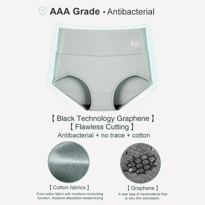 5 Pack Women's Cotton High Waisted Underwear - Tummy Control & Butt Lift, Graphene Antibacterial, Breathable Comfort, No Ride Up - A-1 Thread Vault
