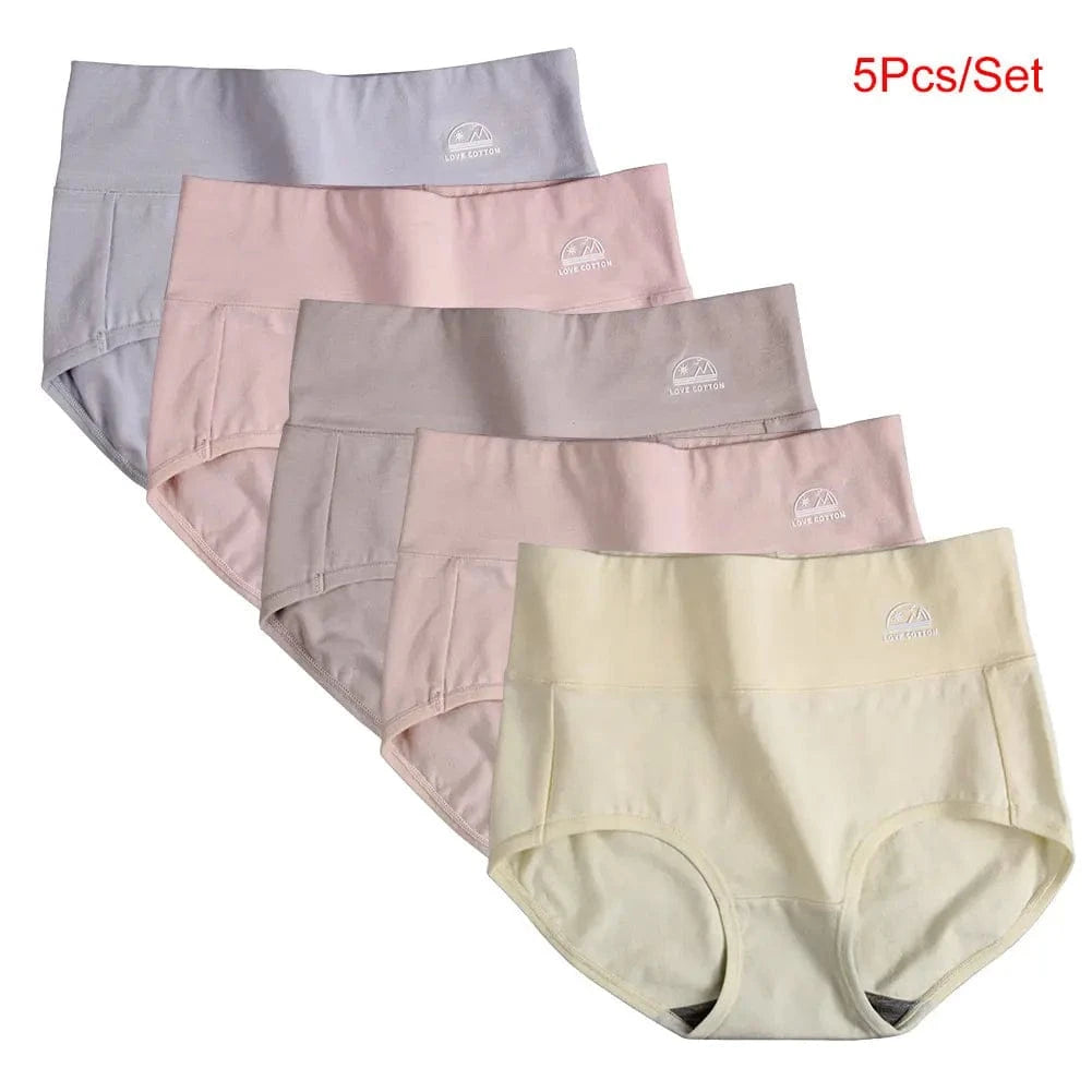 5 Pack Women's Cotton High Waisted Underwear - Tummy Control & Butt Lift, Graphene Antibacterial, Breathable Comfort, No Ride Up - A-1 Thread Vault