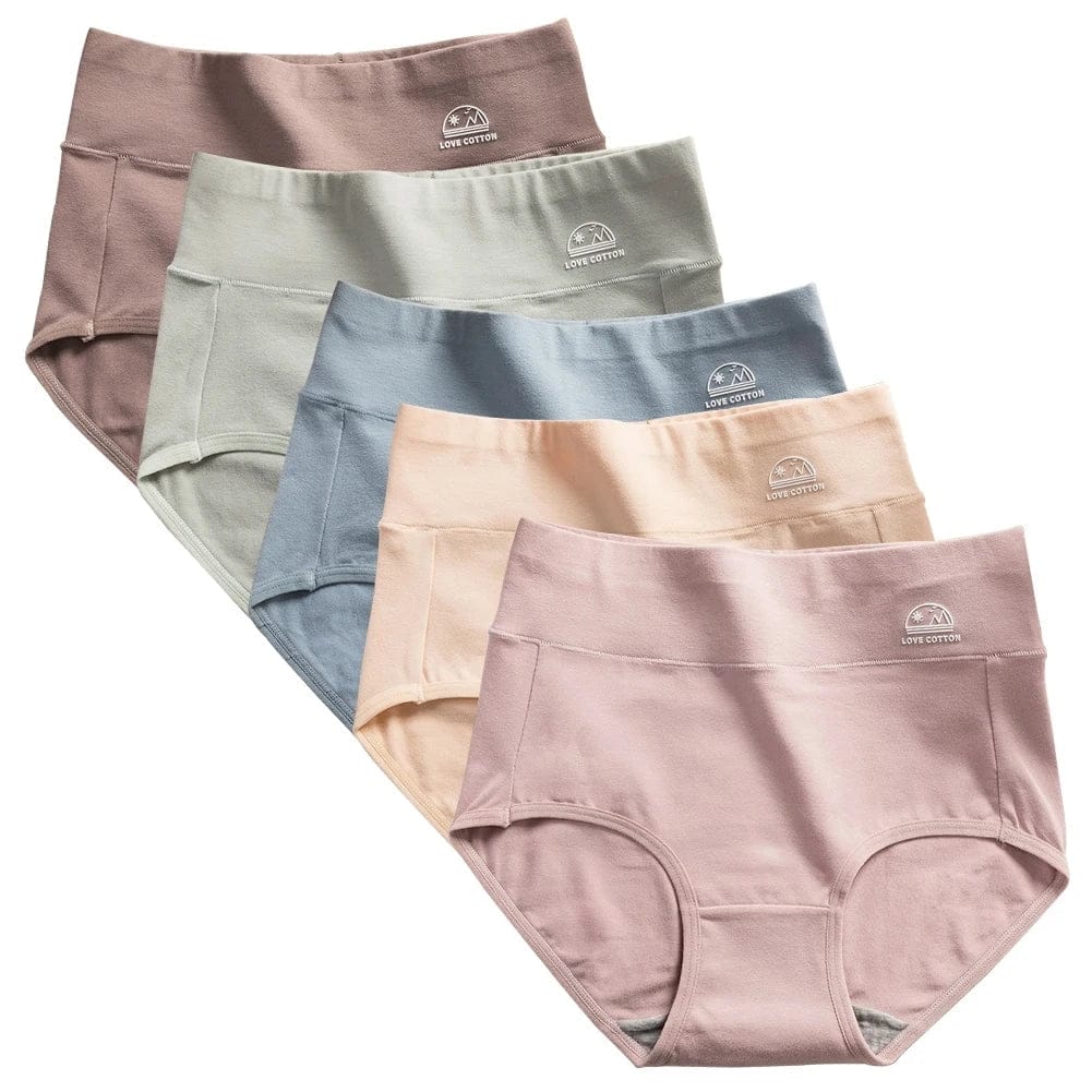 5 Pack Women's Cotton High Waisted Underwear - Tummy Control & Butt Lift, Graphene Antibacterial, Breathable Comfort, No Ride Up - A-1 Thread Vault