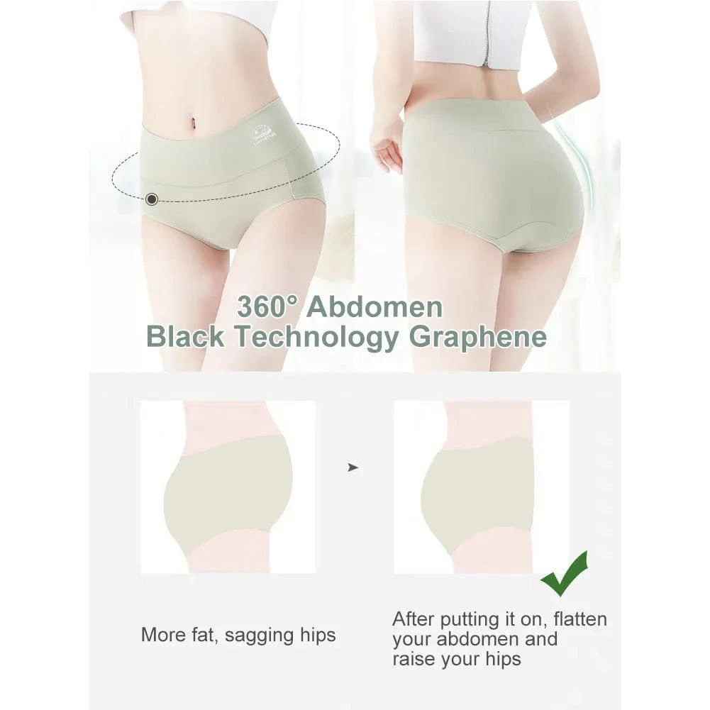 5 Pack Women's Cotton High Waisted Underwear - Tummy Control & Butt Lift, Graphene Antibacterial, Breathable Comfort, No Ride Up - A-1 Thread Vault