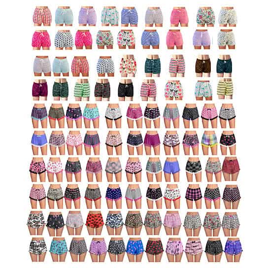 5-Pack: Women's Soft Comfy Printed Lounge Sleep Pajama Short - A-1 Thread Vault
