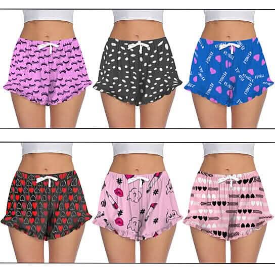 5-Pack: Women's Soft Comfy Printed Lounge Sleep Pajama Short - A-1 Thread Vault