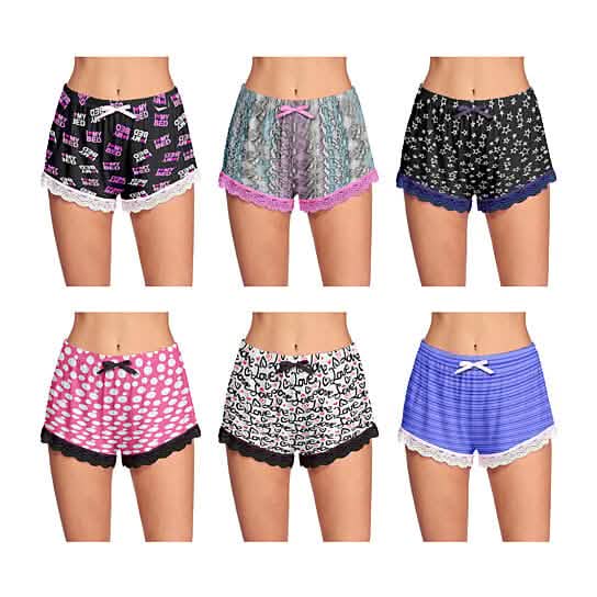 5-Pack: Women's Soft Comfy Printed Lounge Sleep Pajama Short - A-1 Thread Vault