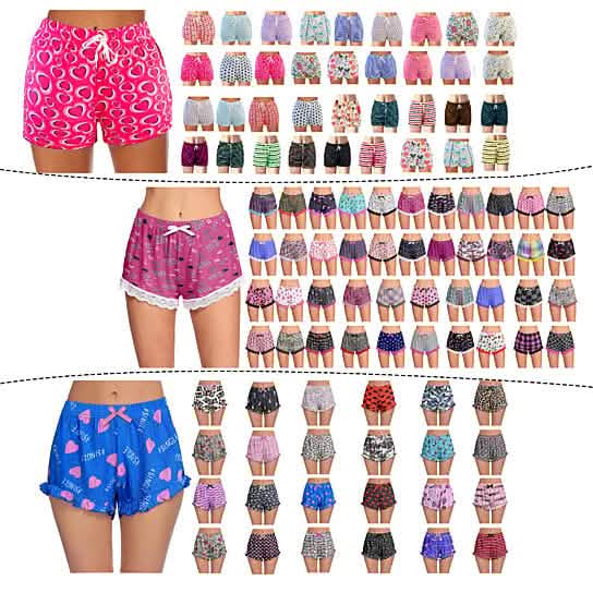 5-Pack: Women's Soft Comfy Printed Lounge Sleep Pajama Short - A-1 Thread Vault
