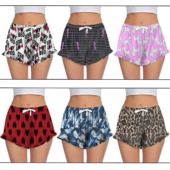 5-Pack: Women's Soft Comfy Printed Lounge Sleep Pajama Short - A-1 Thread Vault