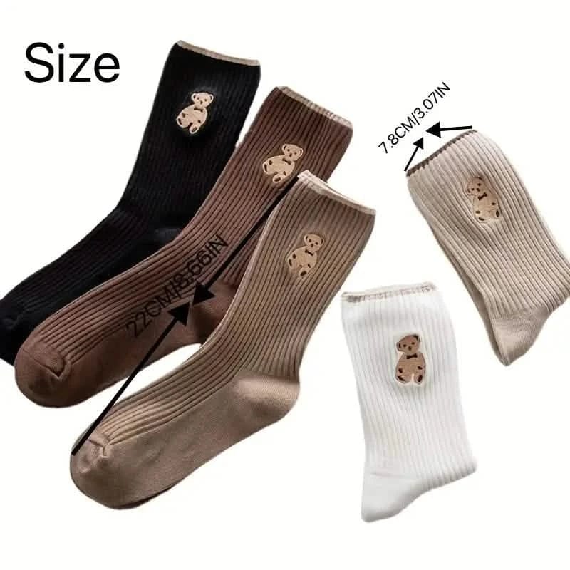 5-Pairs: Bear Embroidery Low Cut Ankle Socks - A-1 Thread Vault