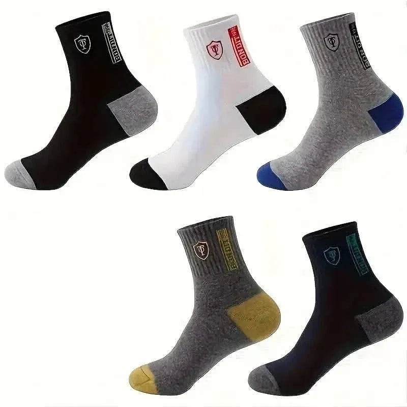 5-Pairs: Stylish Breathable Warm Crew Socks For Men - A-1 Thread Vault