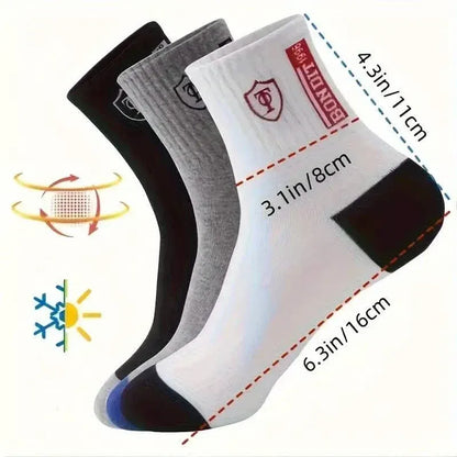5-Pairs: Stylish Breathable Warm Crew Socks For Men - A-1 Thread Vault