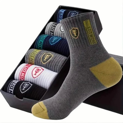 5-Pairs: Stylish Breathable Warm Crew Socks For Men - A-1 Thread Vault