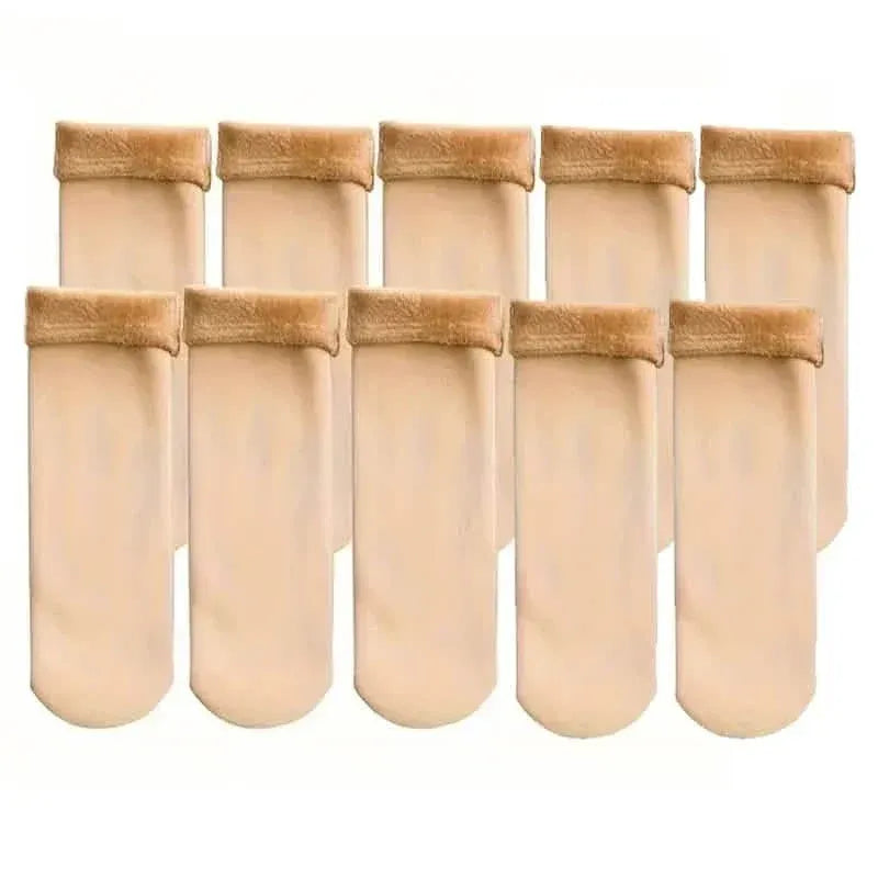 5-Pairs: Ultra-Soft Plush Lined Thermal Socks - Comfy Mid Tube Socks - A-1 Thread Vault