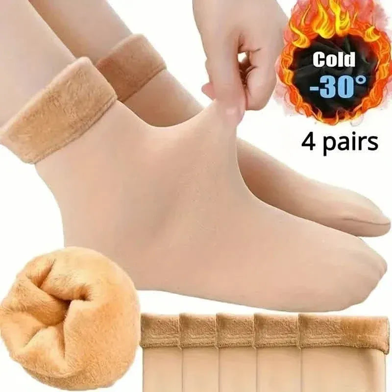 5-Pairs: Ultra-Soft Plush Lined Thermal Socks - Comfy Mid Tube Socks - A-1 Thread Vault