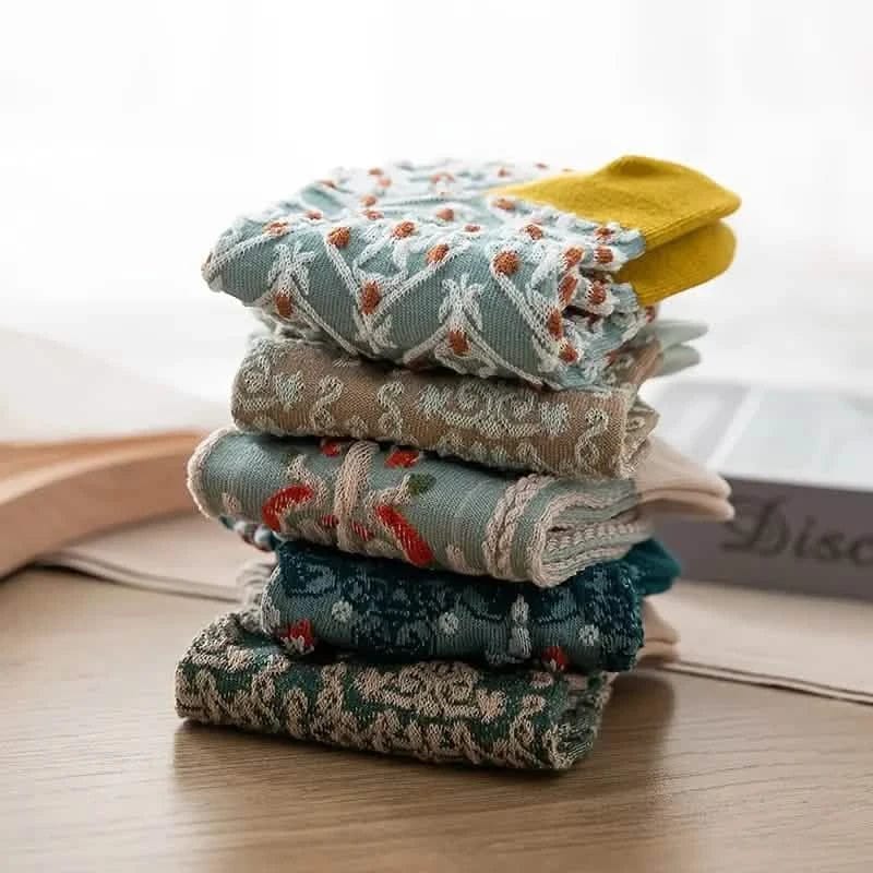 5-Pairs: Vintage Court Style Short Socks - A-1 Thread Vault