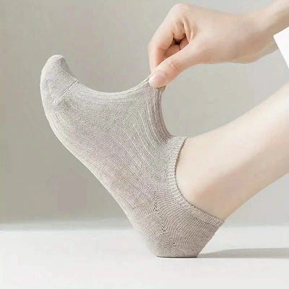 5-Pairs: Women's No-Show Socks, Elegant Solid Colors - A-1 Thread Vault
