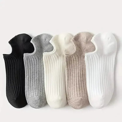 5-Pairs: Women's No-Show Socks, Elegant Solid Colors - A-1 Thread Vault