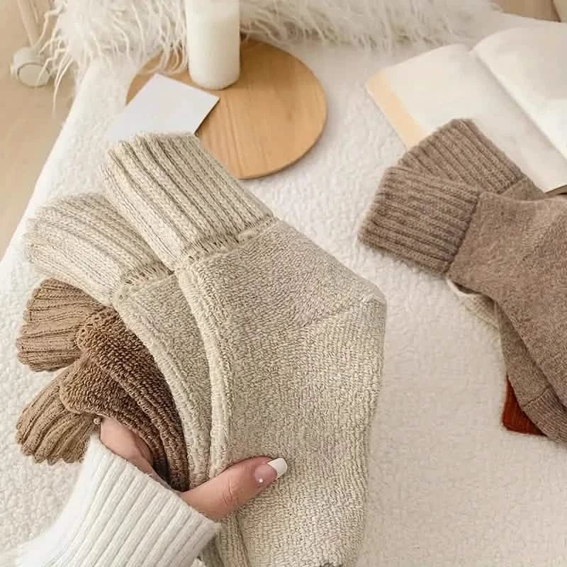 5-Pairs: Women's Stockings & Hosiery Simple Solid Thickened Socks - A-1 Thread Vault