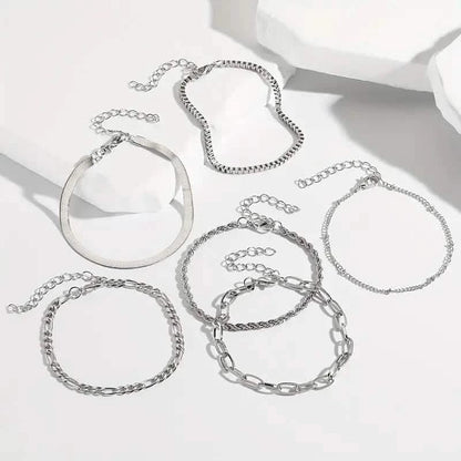 5-Piece: Elegant Multi-Layered Chain Bracelet Set - A-1 Thread Vault