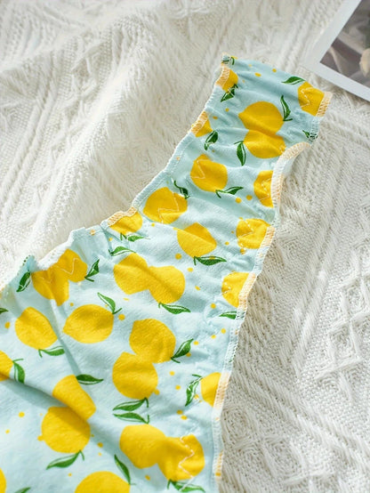 5-piece mixed fruit pattern pure cotton ruffled women's thong, wrinkled comfortable women's underwear - A-1 Thread Vault