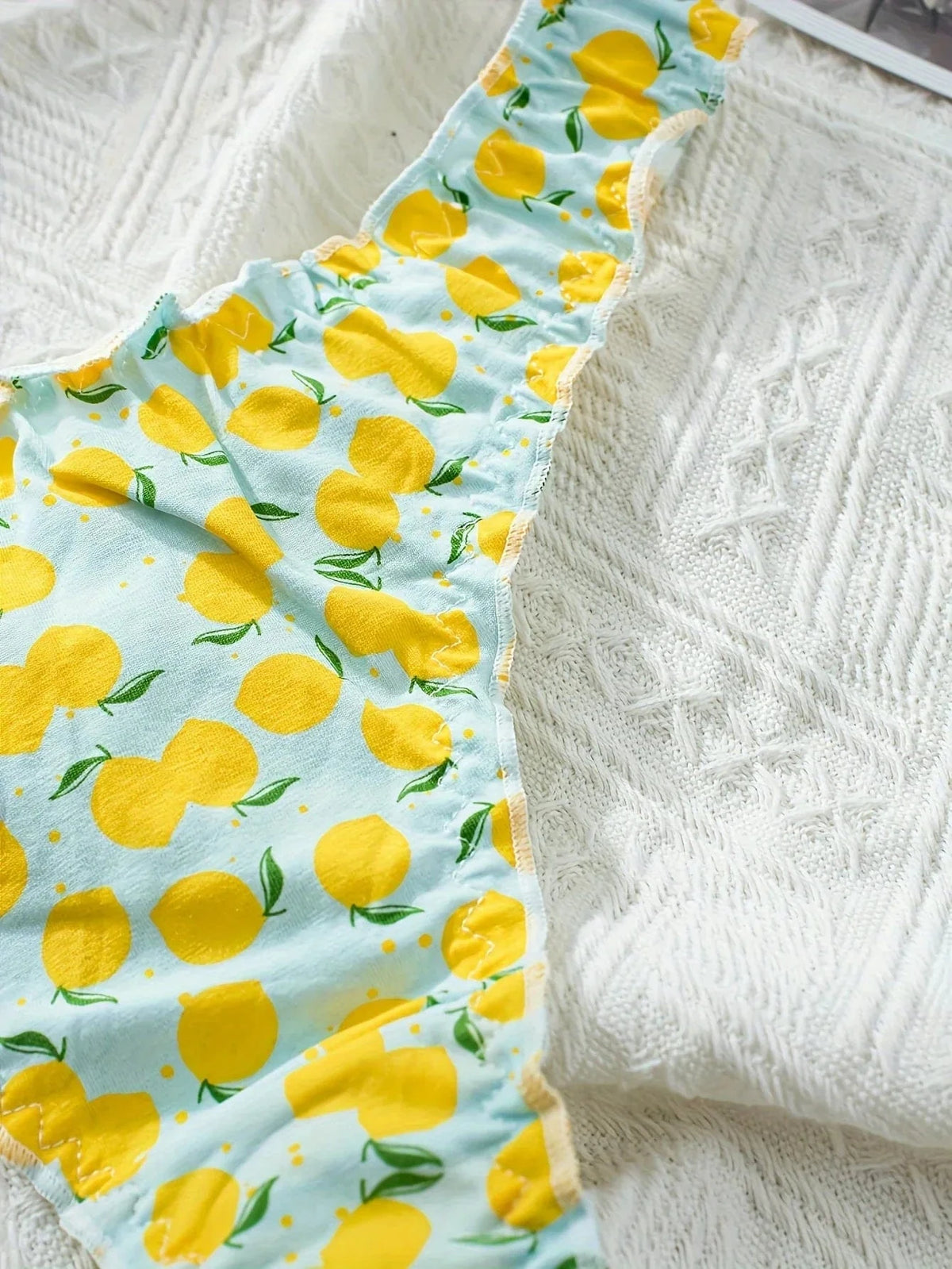 5-piece mixed fruit pattern pure cotton ruffled women's thong, wrinkled comfortable women's underwear - A-1 Thread Vault