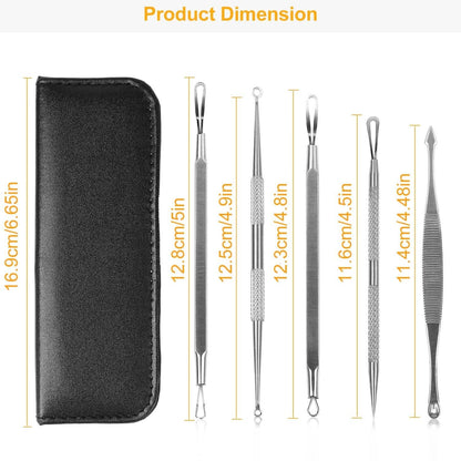 5-Piece Set: Blackhead Remover Kit Stainless Steel Popping Zit Remover - A-1 Thread Vault