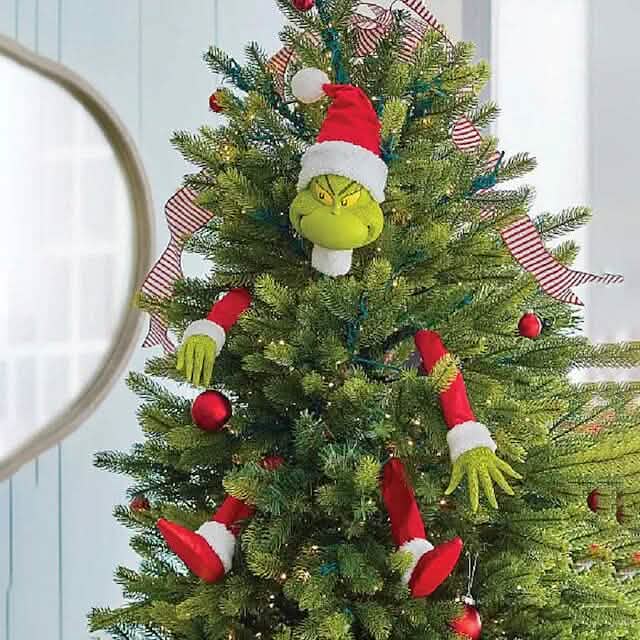 5-Piece Set: Grinch Christmas Tree Decorations, Elf Head, Christmas Tree Arms and Legs - A-1 Thread Vault