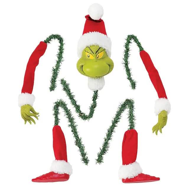 5-Piece Set: Grinch Christmas Tree Decorations, Elf Head, Christmas Tree Arms and Legs - A-1 Thread Vault