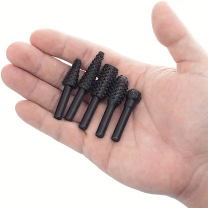 5-Piece Set: Wood Carving File Rasp Drill Bit - A-1 Thread Vault