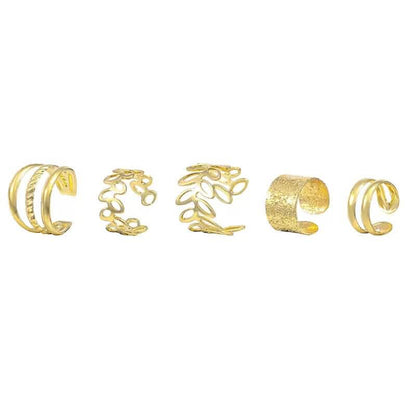 5-Pieces: Leaf Cutout Ear Clips - Gold or Silver - A-1 Thread Vault