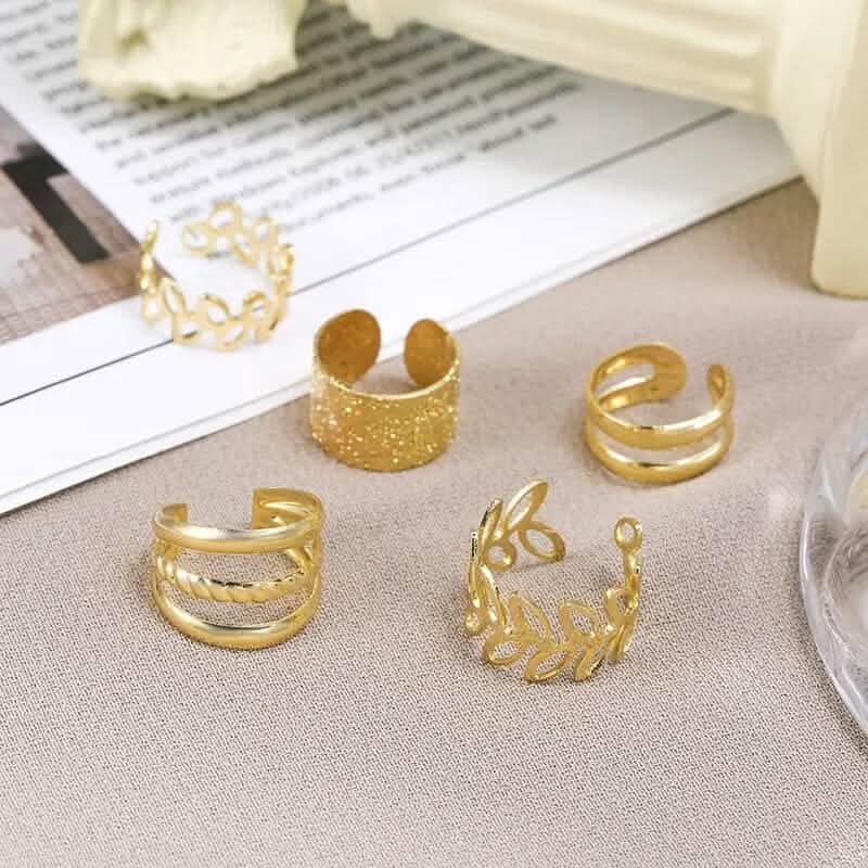 5-Pieces: Leaf Cutout Ear Clips - Gold or Silver - A-1 Thread Vault