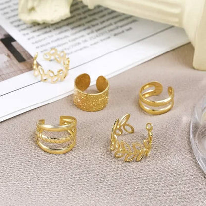 5-Pieces: Leaf Cutout Ear Clips - Gold or Silver - A-1 Thread Vault