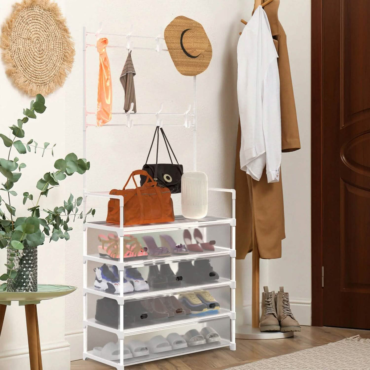5-Tier Dustproof Entryway Hall Tree Coat and Shoe Rack - A-1 Thread Vault