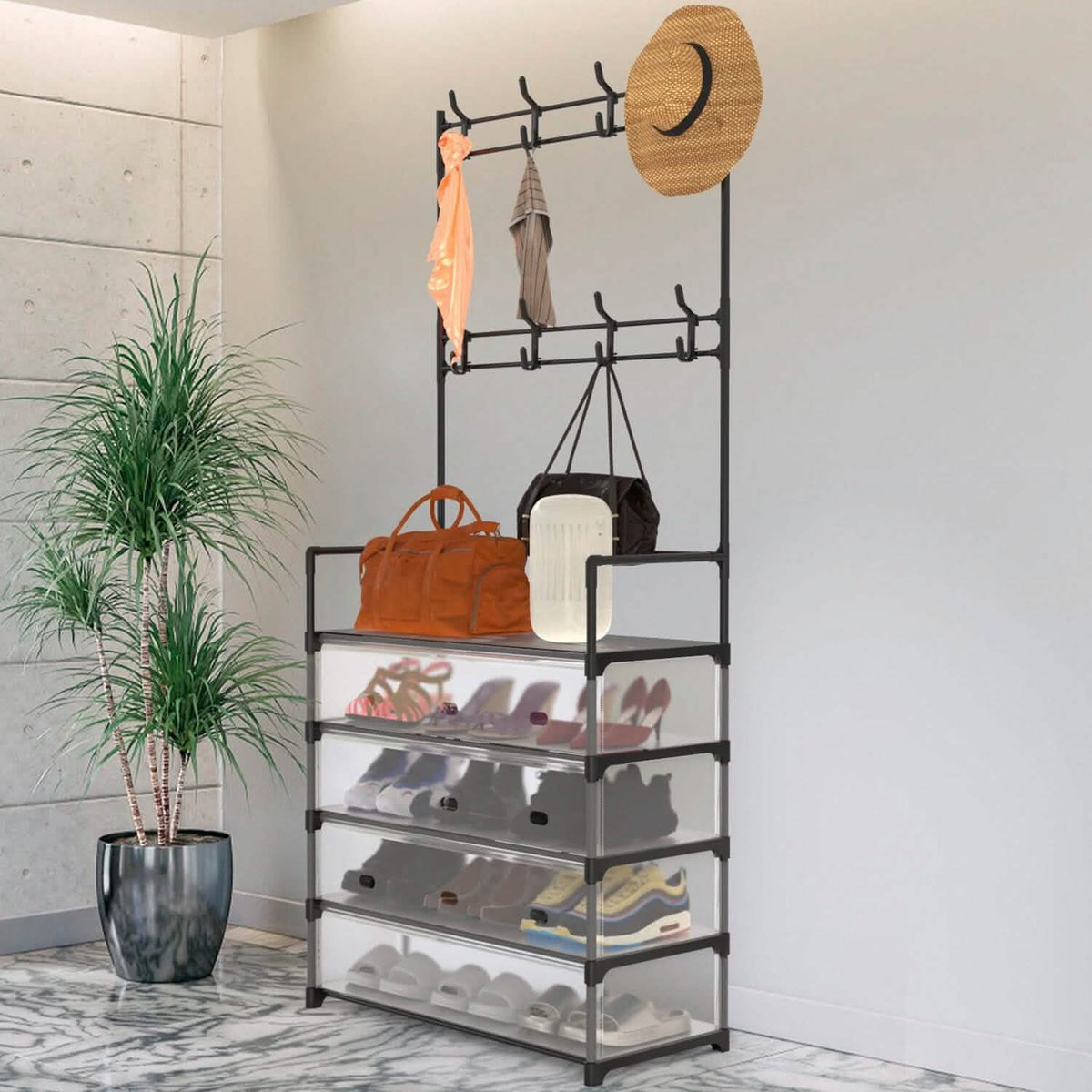 5-Tier Dustproof Entryway Hall Tree Coat and Shoe Rack - A-1 Thread Vault