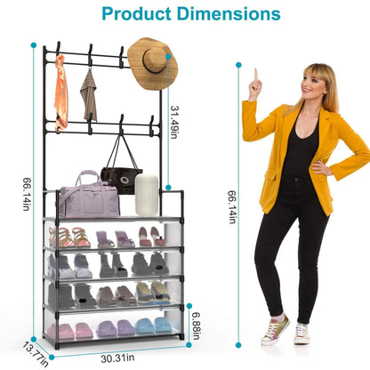 5-Tier Dustproof Entryway Hall Tree Coat and Shoe Rack - A-1 Thread Vault