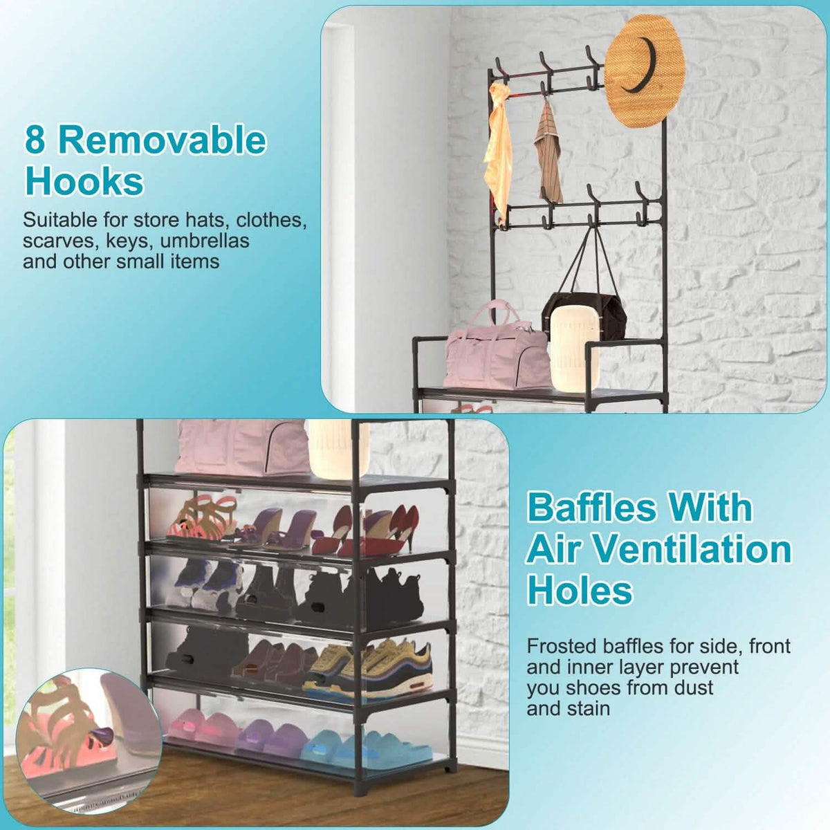 5-Tier Dustproof Entryway Hall Tree Coat and Shoe Rack - A-1 Thread Vault