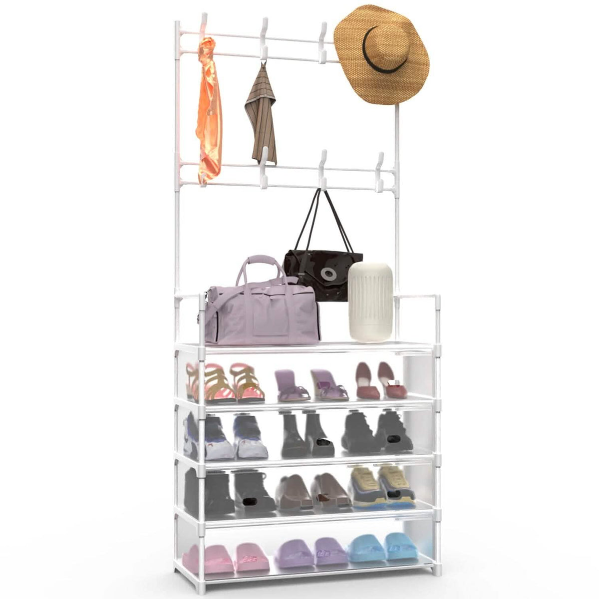 5-Tier Dustproof Entryway Hall Tree Coat and Shoe Rack - A-1 Thread Vault