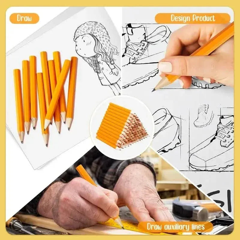 50-Pieces: 3.5" Hexagonal Golf Pencils - HB Yellow, Pre-Sharpened - A-1 Thread Vault
